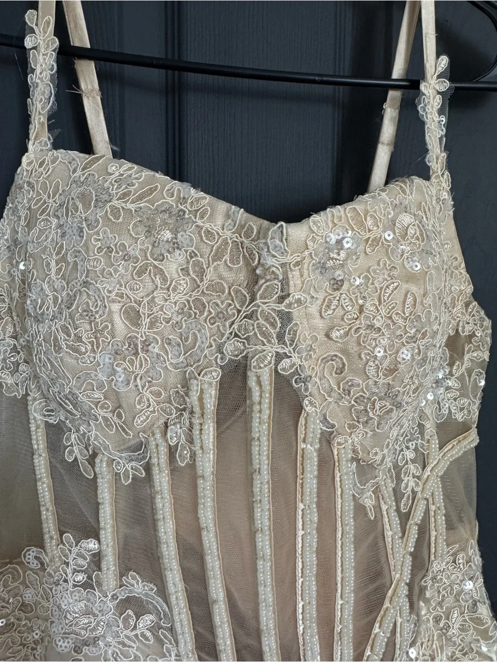 Champagne Mermaid Gown with Corset Lace Bodice - Size 10 NWOT - Picture 4 of 8